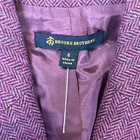 Brooks Brothers Women's Purple Herringbone Wool Blazer Sz 6 Office Academia Work - Picture 3 of 10